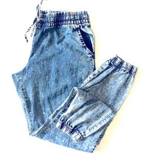 Acid wish denim joggers